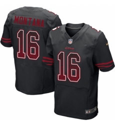 Men's Nike San Francisco 49ers #16 Joe Montana Elite Black Alternate Drift Fashion NFL Jersey