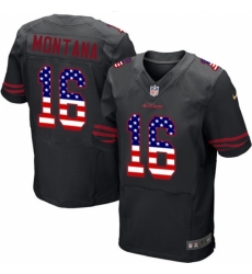 Men's Nike San Francisco 49ers #16 Joe Montana Elite Black Alternate USA Flag Fashion NFL Jersey