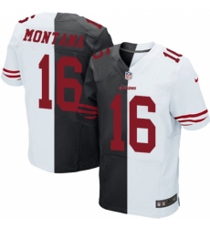Men's Nike San Francisco 49ers #16 Joe Montana Elite Black/White Split Fashion NFL Jersey