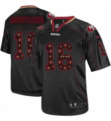 Men's Nike San Francisco 49ers #16 Joe Montana Elite New Lights Out Black NFL Jersey