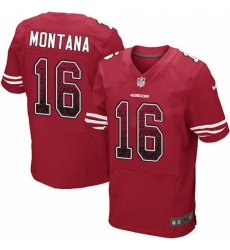 Men's Nike San Francisco 49ers #16 Joe Montana Elite Red Home Drift Fashion NFL Jersey