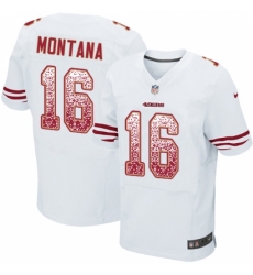 Men's Nike San Francisco 49ers #16 Joe Montana Elite White Road Drift Fashion NFL Jersey