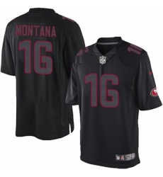 Men's Nike San Francisco 49ers #16 Joe Montana Limited Black Impact NFL Jersey