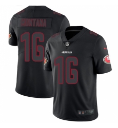 Men's Nike San Francisco 49ers #16 Joe Montana Limited Black Rush Impact NFL Jersey