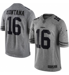 Men's Nike San Francisco 49ers #16 Joe Montana Limited Gray Gridiron NFL Jersey