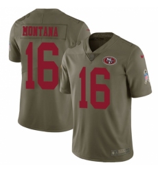 Men's Nike San Francisco 49ers #16 Joe Montana Limited Olive 2017 Salute to Service NFL Jersey