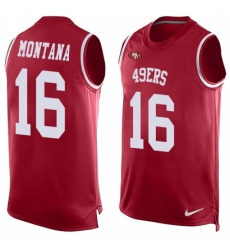 Men's Nike San Francisco 49ers #16 Joe Montana Limited Red Player Name & Number Tank Top NFL Jersey
