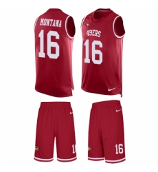 Men's Nike San Francisco 49ers #16 Joe Montana Limited Red Tank Top Suit NFL Jersey