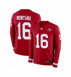 Men's Nike San Francisco 49ers #16 Joe Montana Limited Red Therma Long Sleeve NFL Jersey