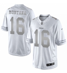 Men's Nike San Francisco 49ers #16 Joe Montana Limited White Platinum NFL Jersey