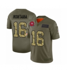 Men's San Francisco 49ers #16 Joe Montana 2019 Olive Camo Salute to Service Limited Jersey