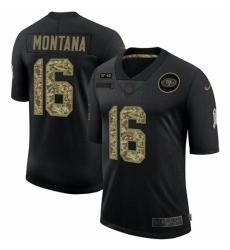 Men's San Francisco 49ers #16 Joe Montana Camo 2020 Salute To Service Limited Jersey