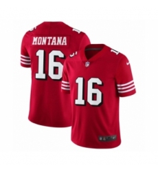 Men's San Francisco 49ers #16 Joe Montana Limited Red Rush Vapor Untouchable Football Jerseys