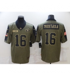 Men's San Francisco 49ers #16 Joe Montana Nike Olive 2021 Salute To Service Limited Player Jersey