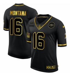 Men's San Francisco 49ers #16 Joe Montana Olive Gold Nike 2020 Salute To Service Limited Jersey