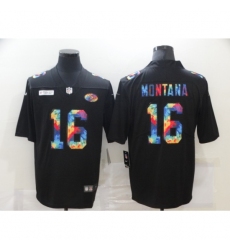 Men's San Francisco 49ers #16 Joe Montana Rainbow Version Nike Limited Jersey