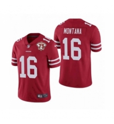 Men's San Francisco 49ers #16 Joe Montana Red 2021 75th Anniversary Vapor Untouchable Limited Jersey