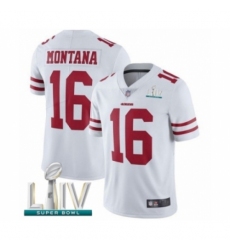 Men's San Francisco 49ers #16 Joe Montana White Vapor Untouchable Limited Player Super Bowl LIV Bound Football Jersey