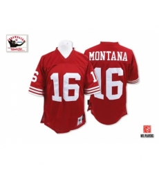 Mitchell and Ness San Francisco 49ers #16 Joe Montana Authentic Red Team Color Throwback NFL Jersey