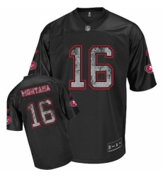 Reebok San Francisco 49ers #16 Joe Montana Replica Sideline Black United Throwback NFL Jersey