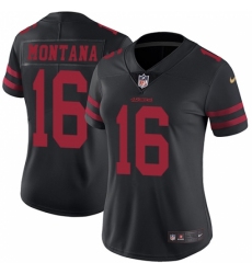 Women's Nike San Francisco 49ers #16 Joe Montana Black Vapor Untouchable Limited Player NFL Jersey