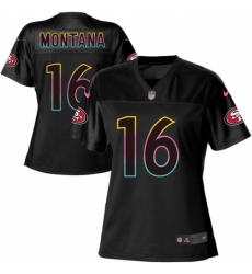Women's Nike San Francisco 49ers #16 Joe Montana Game Black Fashion NFL Jersey