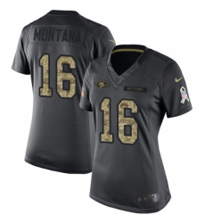 Women's Nike San Francisco 49ers #16 Joe Montana Limited Black 2016 Salute to Service NFL Jersey