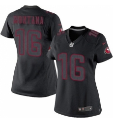 Women's Nike San Francisco 49ers #16 Joe Montana Limited Black Impact NFL Jersey