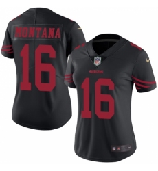 Women's Nike San Francisco 49ers #16 Joe Montana Limited Black Rush Vapor Untouchable NFL Jersey