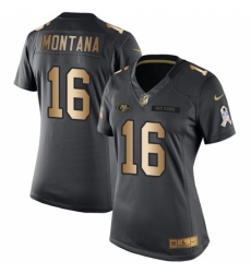 Women's Nike San Francisco 49ers #16 Joe Montana Limited Black/Gold Salute to Service NFL Jersey