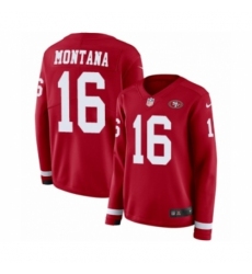 Women's Nike San Francisco 49ers #16 Joe Montana Limited Red Therma Long Sleeve NFL Jersey