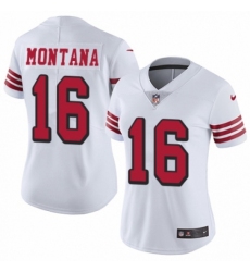 Women's Nike San Francisco 49ers #16 Joe Montana Limited White Rush Vapor Untouchable NFL Jersey