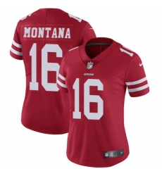 Women's Nike San Francisco 49ers #16 Joe Montana Red Team Color Vapor Untouchable Limited Player NFL Jersey