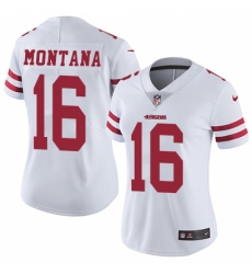 Women's Nike San Francisco 49ers #16 Joe Montana White Vapor Untouchable Limited Player NFL Jersey