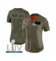 Women's San Francisco 49ers #16 Joe Montana Limited Olive 2019 Salute to Service Super Bowl LIV Bound Football Jersey