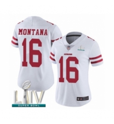 Women's San Francisco 49ers #16 Joe Montana White Vapor Untouchable Limited Player Super Bowl LIV Bound Football Jersey
