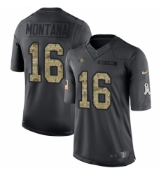 Youth Nike San Francisco 49ers #16 Joe Montana Limited Black 2016 Salute to Service NFL Jersey