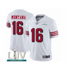 Youth San Francisco 49ers #16 Joe Montana Limited White Rush Vapor Untouchable Super Bowl LIV Bound Football Jersey