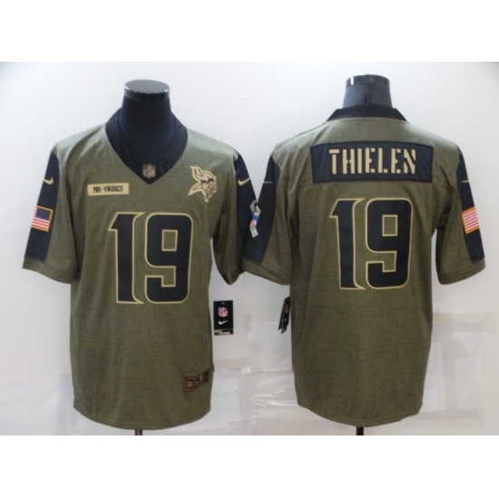 Men's Minnesota Vikings #19 Adam Thielen Nike Olive 2021 Salute To Service Limited Player Jersey Men's Minnesota Vikings #19 Adam Thielen Nike Olive 2021 Salute To Service Limited Player Jersey