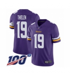Men's Minnesota Vikings #19 Adam Thielen Purple Team Color Vapor Untouchable Limited Player 100th Season Football Jersey