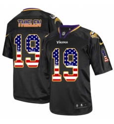 Men's Nike Minnesota Vikings #19 Adam Thielen Elite Black USA Flag Fashion NFL Jersey