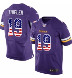 Men's Nike Minnesota Vikings #19 Adam Thielen Elite Purple Home USA Flag Fashion NFL Jersey