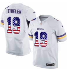 Men's Nike Minnesota Vikings #19 Adam Thielen Elite White Road USA Flag Fashion NFL Jersey