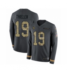 Men's Nike Minnesota Vikings #19 Adam Thielen Limited Black Salute to Service Therma Long Sleeve NFL Jersey