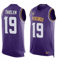 Men's Nike Minnesota Vikings #19 Adam Thielen Limited Purple Player Name & Number Tank Top NFL Jersey