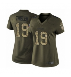 Women's Minnesota Vikings #19 Adam Thielen Limited Green Salute to Service Football Jersey