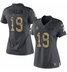 Women's Nike Minnesota Vikings #19 Adam Thielen Limited Black 2016 Salute to Service NFL Jersey