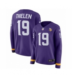 Women's Nike Minnesota Vikings #19 Adam Thielen Limited Purple Therma Long Sleeve NFL Jersey