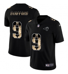 Men's Los Angeles Rams #9 Matthew Stafford Carbon Black Vapor Statue Of Liberty Limited NFL Jersey