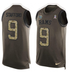 Men's Los Angeles Rams #9 Matthew Stafford Green Stitched NFL Limited Salute To Service Tank Top Jersey